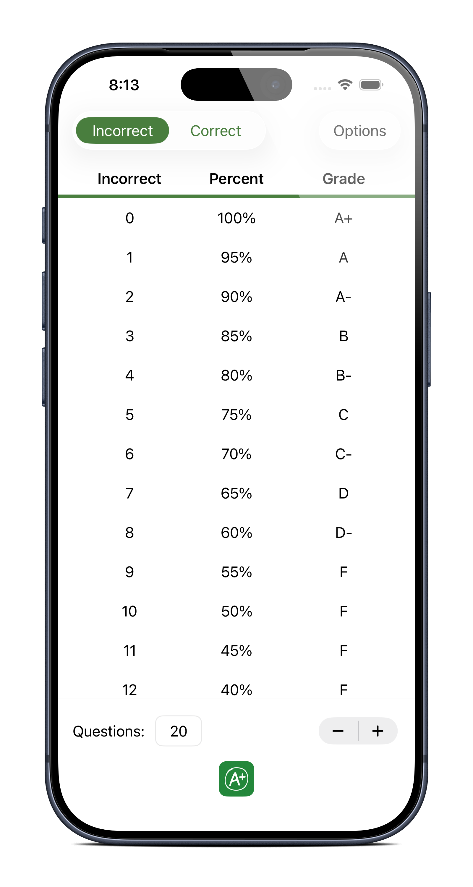 Grade Aid — alternate screen
